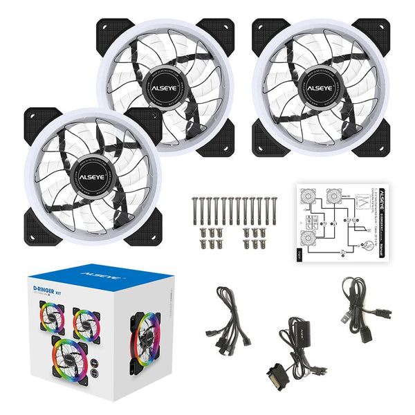 ALSEYE CRLS-300DS D-RINGER 3*120mm Computer Led Case Fan kit Adjustable RGB +2*Strip | CRLS-300DSD-Ringer  | A0117